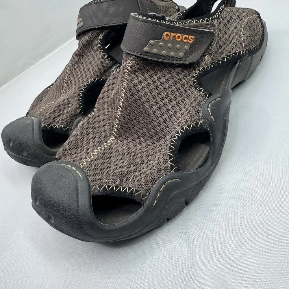 CROCS Swiftwater Mesh Men Size 8 Brown Fishing Hiking Sandals Casual Water Shoes